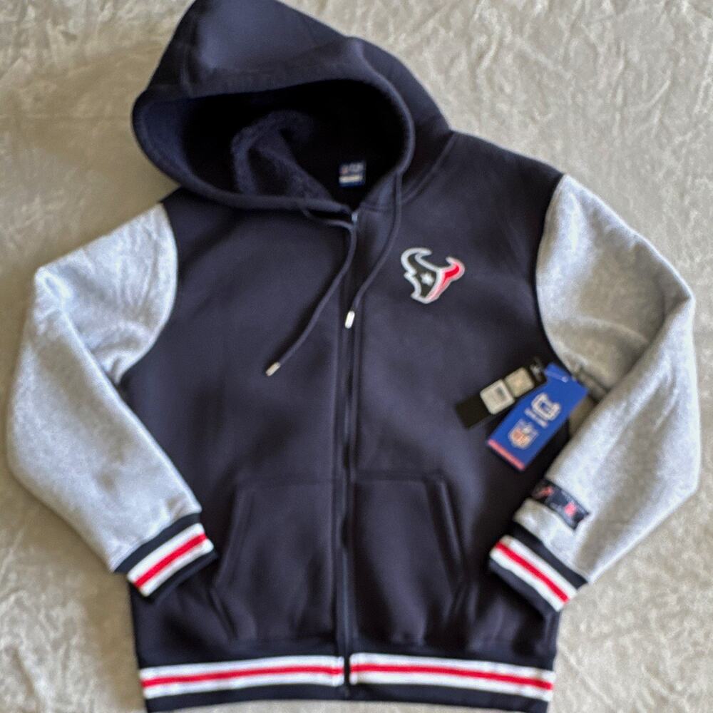 Houston Texans NEW NFL Ultra Game Full Zip Hoodie Jacket Men L Navy Football